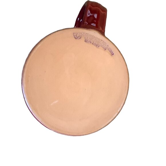 Deneen Pottery Love Your Melon Handthrown Coffee Cup Mug Red Drip Glaze USA - Picture 3 of 6